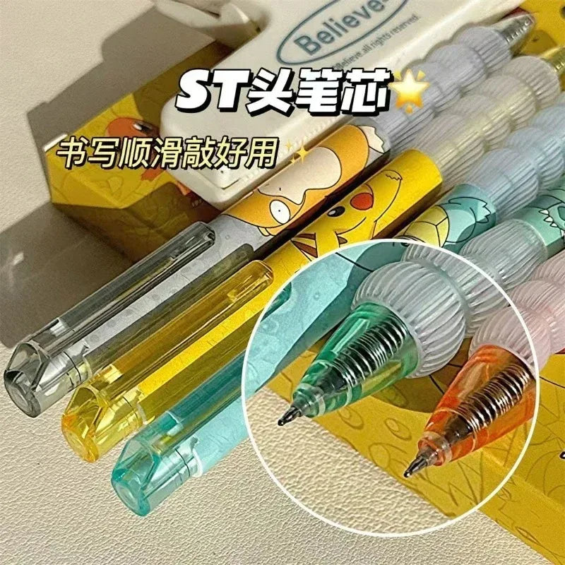 5pcs Pokemon Pen Set Pikachu Squirtle Charmander, Press Gel Pen Cute Anime School Office Supplies Stationery Gift for Kids