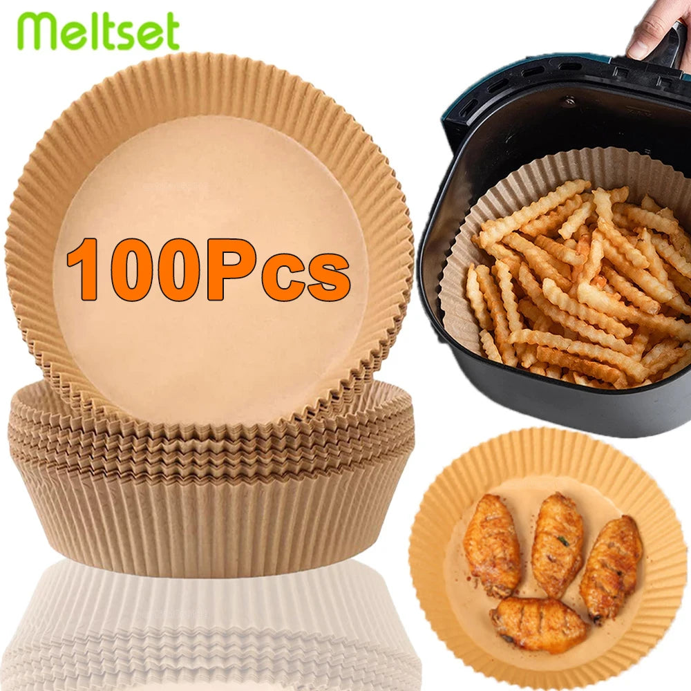 50Pcs Disposable Air Fryer Paper Oil Absorbing And Anti Oil Paper Tray Non Stick Baking Pad Large Toughness Square