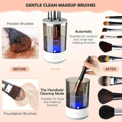 💄 USB Electric Makeup Brush Cleaner – Portable Quick Cleaning Machine with Rubber Brush Collars