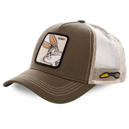 🧢 Anime Cartoon Snapback Cap 🔥 Unisex Cotton Mesh Baseball Hat | Hip Hop & Trucker Style ⏳ overload