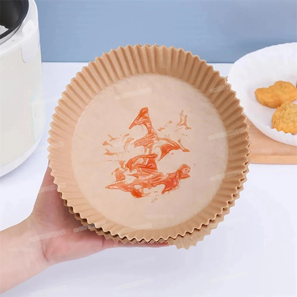 50Pcs Disposable Air Fryer Paper Oil Absorbing And Anti Oil Paper Tray Non Stick Baking Pad Large Toughness Square