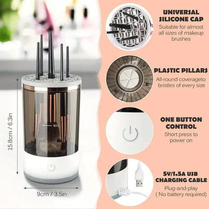 💄 USB Electric Makeup Brush Cleaner – Portable Quick Cleaning Machine with Rubber Brush Collars